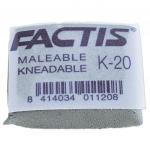 Ластик-клячка FACTIS K 20 (Испания), 37х29х10мм, серый, прямоуг., супермягкий, натур.каучук, CCFK20