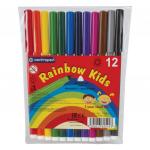 Фломастеры 12 ЦВЕТОВ CENTROPEN "Rainbow Kids", трехгранные, смываемые, вентил.колпачок, 7550/12ET
