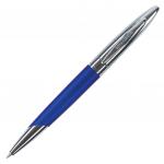 Ручка бизнес-класса шариковая BRAUBERG Echo, СИНЯЯ, корпус серебристый с синим, линия 0,5мм, 143460