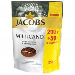 Кофе молотый в растворимом JACOBS Millicano, сублимированный, 250г, мягкая упаковка, ш/к 78172