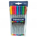 Ручки шариковые масляные PENSAN Triball Colored, НАБОР 8 шт., АССОРТИ, 1мм, линия 0,5мм, 1003/PVC8