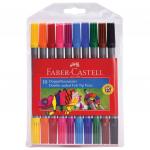 Фломастеры двусторонние FABER-CASTELL, 10 цветов, тонкая/толстая линия письма, ПВХ упаковка, 151110