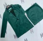 Костюм спандекс пиджак и юбка зеленый K115