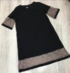 Платье SIZE PLUS креп+гипюр черное OP37