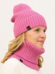Комплект женский весенний шапка+снуд Ники (Цвет темно-розовый)
