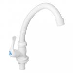 Кран для холодной воды, однорычажный, пластик, гайка, белый