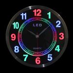 LADECOR CHRONO Часы настенные в металл. ободе со светящимися цифрами и кругом, LED, d=25 см, стекло
