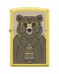 Зажигалка Zippo Медведь c с покрытием Lemon, латунь/сталь, жёлтая, матовая, 36x12x56 мм