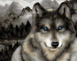 Голубоглазый волк в туманных горах