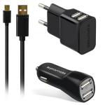 Promate ChargMate-EU2 СЗУ 2 USB port, 2.1A + АЗУ 2 USB port, 3.1A + кабель micro USB (black)