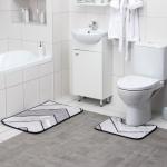 Набор ковриков для ванны и туалета Доляна «Галька геометрическая», 2 шт: 40?50, 50?80 см, цвет серый