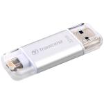 USB 3.1 флеш-диск 32GB Transcend 300 JetDrive Go (USB / Lightning) MFI серебро