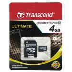 MicroSD 4GB Transcend Class 10 + SD адаптер