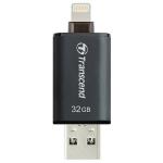 USB 3.1 флеш-диск 32GB Transcend 300 JetDrive Go (USB / Lightning) MFI черный
