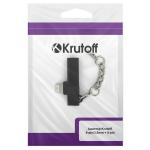 Адаптер Krutoff 2 в 1 (8-pin / выход 3.5mm для наушников + 8-pin) black