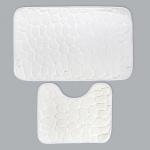 Набор ковриков для ванны и туалета Доляна «Галька», 2 шт: 39?50, 50?80 см, цвет белый