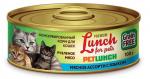 Корм для кошек "Lunch for pets" Мясное ассорти с языком, рубленое мясо (крышка ключ)