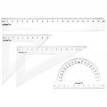 Набор для черчения-линейка 20см, 2 треугольника-30/13,45/9, транспортир-10см, прозрачн., е/п