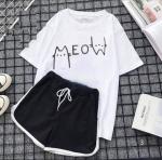 Шорты и футболка meow белая d31