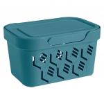 Контейнер-ящик хозяйственный для хранения пластмассовый "Deluxe" 1,9л, 19х13х11 см, голубой, Econova (Россия)
