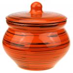 Горшок для жаркого керамический "№10" 1,3л, д16 см "Оранжевая полоска", h13 см (Россия)