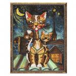 Мозаика из пайеток на холсте "Коты"