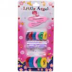 Аксессуары для волос детские "Little angel - Энжи", цвет микс, 18*9см (11 резинок, 2 крабика, 2 заколки)
