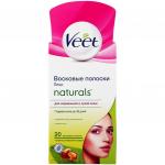 VEET Восковые полоски с маслом ши для чувст участ тела (лицо) серии Naturals Easy Gel-wax 20 шт.