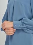 Блуза голубая с объемными рукавами и декоративной складкой