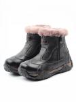 T6617 BLACK Ботинки детские зимние (натуральная кожа, натуральный мех)