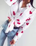 Рубашка софт белая в красные сердечки KH110