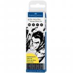 Набор капиллярных ручек Faber-Castell Pitt Artist Pen Manga Black set черные, 4 шт., 0,1/0,3/0,5мм, 167132