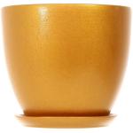 Горшок для цветов керамический 2,6л d-18см "Шар" (золотой) № 4 Высокий овал с поддоном