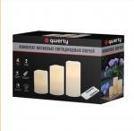 QWERTY Набор многофункциональных светодиодных свечей, воск 7.5х8,5 см, 7.5х11.5 см, 7.5х15 см, без батареек, с пультом ДУ /24