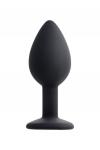 Анальная втулка POPO Pleasure by TOYFA со стразом S, силикон, черная, 7,2 см, O 2,8 см, 25 г