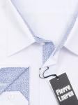 0213TEBS Белая однотонная мужская рубашка больших размеров с узорным подкроем