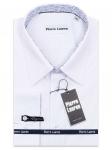 0215TEBS Белая однотонная мужская рубашка больших размеров с узорным подкроем