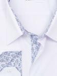 0215TEBS Белая однотонная мужская рубашка больших размеров с узорным подкроем