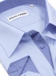0221TEBS Голубая однотонная мужская рубашка больших размеров с узорным подкроем