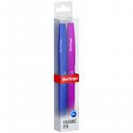 Ручка гелевая стираемая Berlingo Correct синяя, 0,6 мм, корпус синий+фиолет, 2шт, CGp_60915_2b