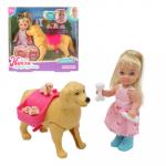 ИГРОЛЕНД Кукла с собакой и щенками,  8пр.,  11, 5 см,  ABS,  полиэстер,  16х17, 5х7 см