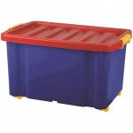 Ящик для хранения Jumbo на роликах, ребристая крышка, 58*39,5*33см, 60л, синий, PT9946