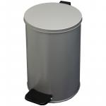 Ведро-контейнер для мусора (урна), 10 л, с педалью, круглое, металл, серый металлик,
