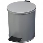 Ведро-контейнер для мусора (урна), 15 л, с педалью, круглое, металл, серый металлик,