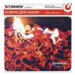 Коврик для мыши SONNEN "FIRE", резина+ткань, 220х180х3 мм, 513292