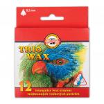 Восковые мелки KOH-I-NOOR Trio Wax, 12 цв., трехгранные, картонная упаковка с европодвесом, 8272/12