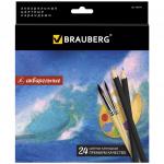 Карандаши цветные акварельные BRAUBERG Artist line, 24 цв., заточенные, высшее качество, 180570