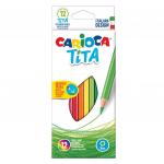 Карандаши цветные CARIOCA Tita, 12 цв., пластиковые, грифель 3 мм, шестигранные, европодвес, 42793