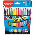 Фломастеры MAPED (Франция) "Color'Peps Long Life", 12 цв, смываемые, трехгр., картон.упаковка,845020