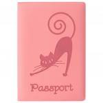 Обложка для паспорта STAFF, мягкий полиуретан, "Кошка", персиковая, 237615